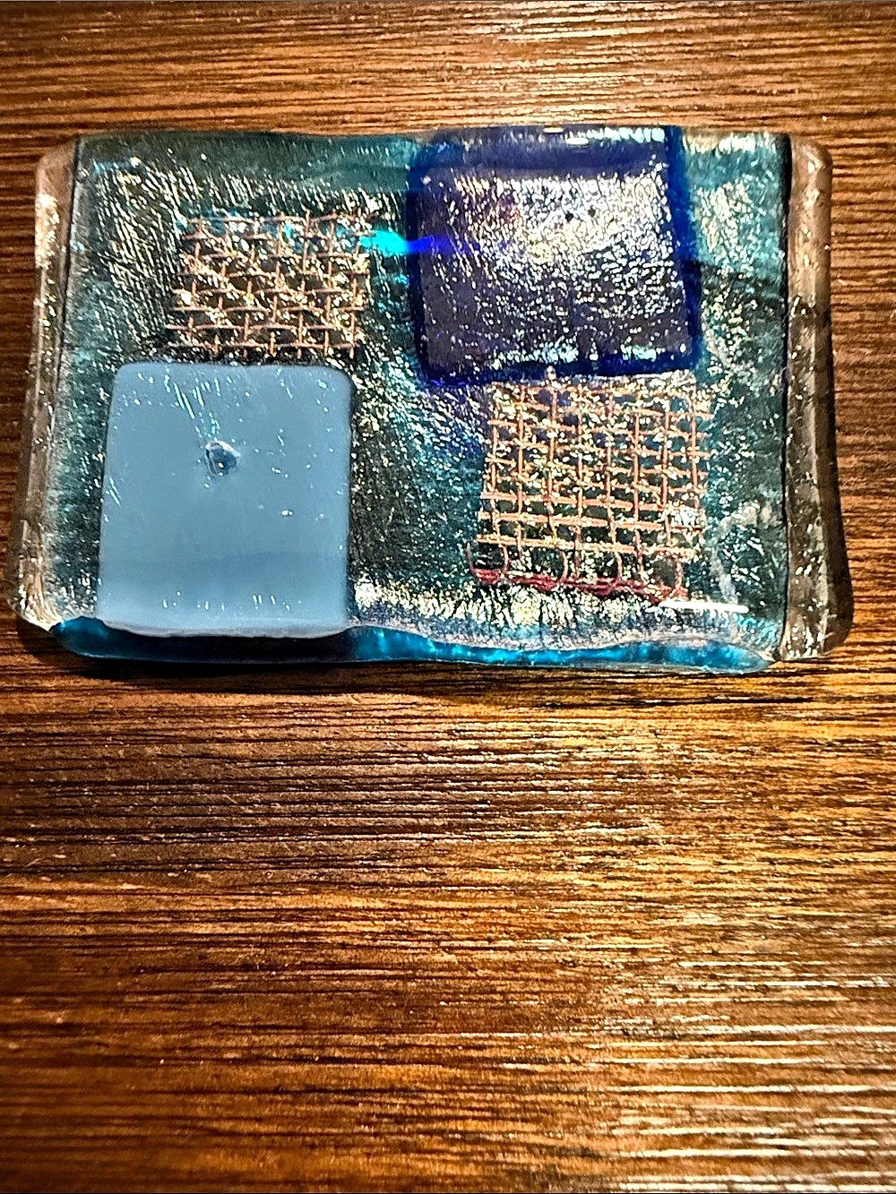 Blue & Green Glass Brooch